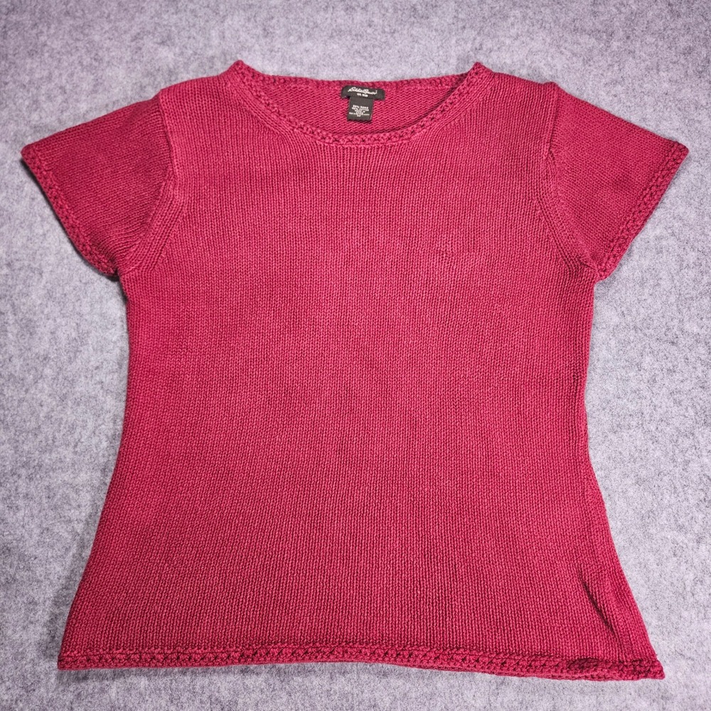 Eddie Bauer Womens Short Sleeve Knit Sweater Ramie Cotton Casual Capsule Sz M